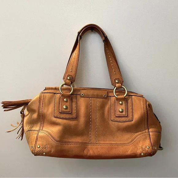 Coach | Bags | Coach Hamptons Andrea Tan Leather Satchel 555